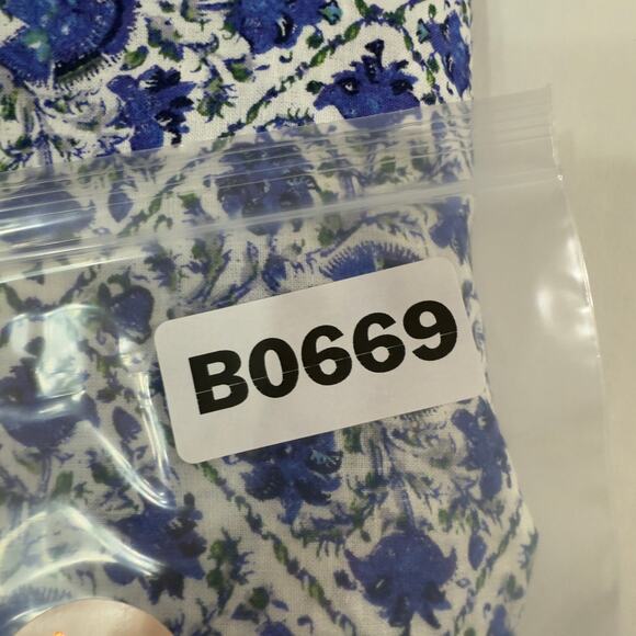 Nicole Miller M NEW Blue Floral Print Linen Cropped Balloon Sleeve Top - Picture 8 of 9